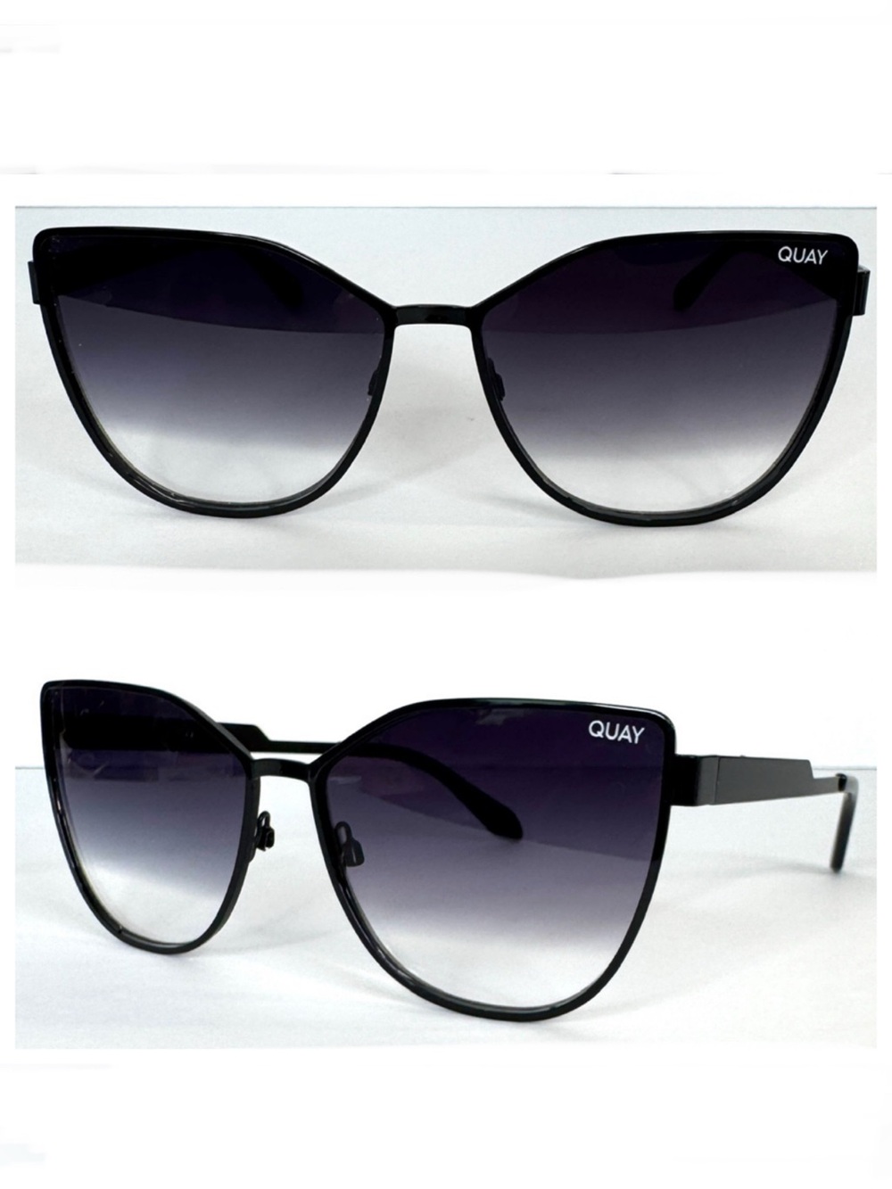 QUAY AUSTRALIA In Pursuit Cat Eye Sunglasses Black Fade No Nosepads